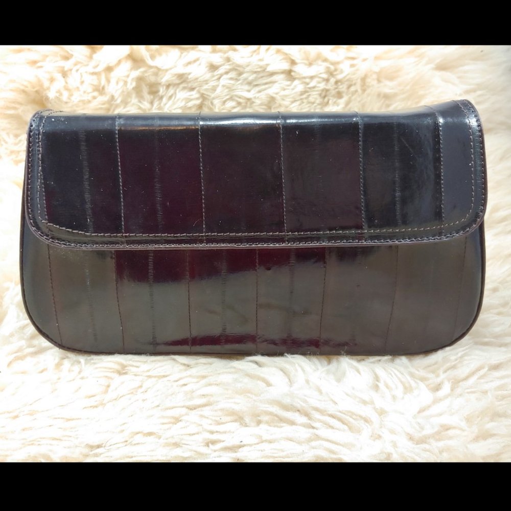 MODA SPANA Eel Skin Clutch/Purse, Brown